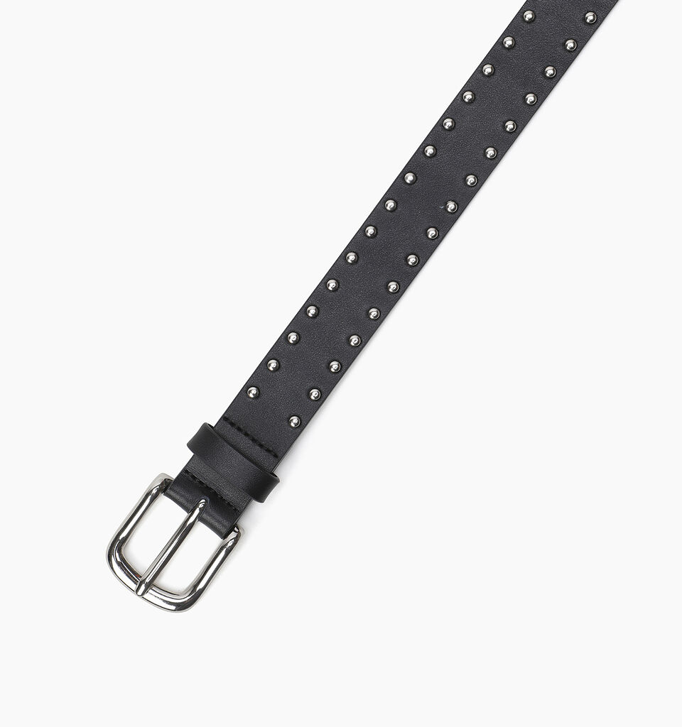 Black leather belt with studs - null - Schwarz | Sisley K image number 4